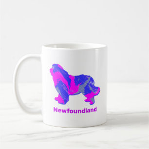 Taza De Café Perro de Terranova recorta rosa caliente y azul en