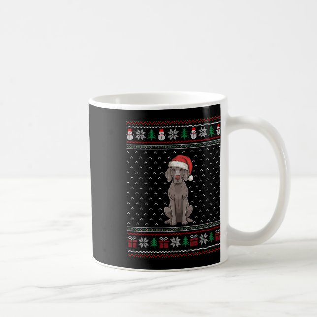 Taza De Café Perro de Weimaraner con Santa Hat Ugly Xmas Perro (Derecha)