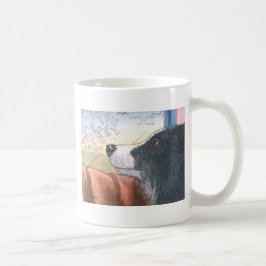 Taza De Café Perro del border collie que espera en coche
