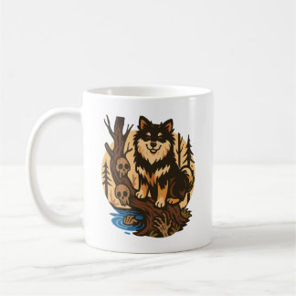 Taza De Café Perro del bosque espeluznante con arte de terror d