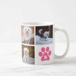 Taza De Café Perro del collage de fotos con monograma 6 de las