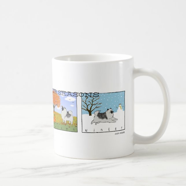 Taza De Café Perro del dibujo animado de las estaciones | (Derecha)