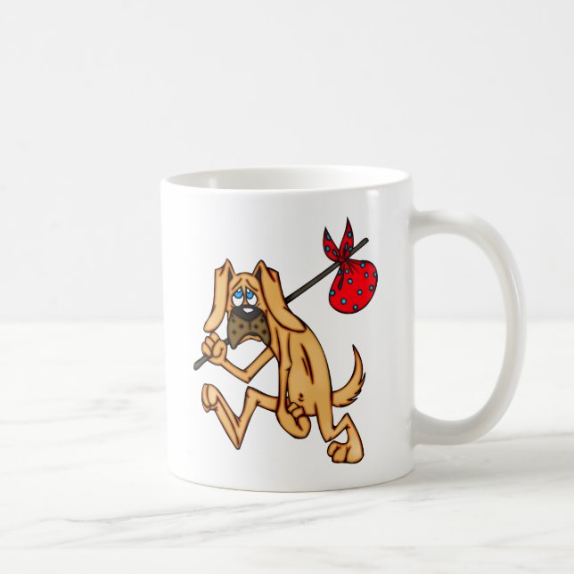 Taza De Café Perro del dibujo animado del vago del hobo (Derecha)