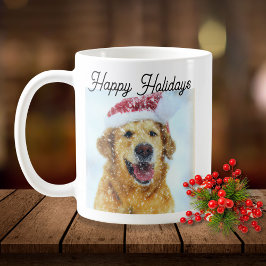 Taza De Café Perro del Golden Retriever con sombrero Santa Navi