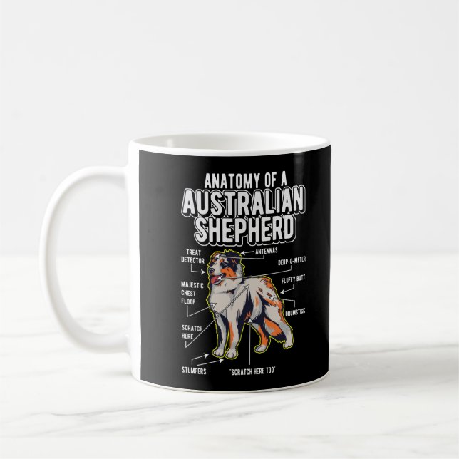 Taza De Café Perro divertido de la anatomía pastora australiana (Izquierda)