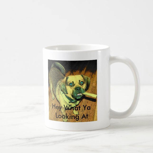 Taza De Café Perro divertido de Puggle (Derecha)