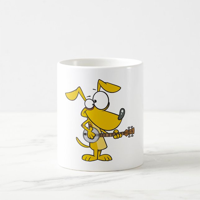 Taza De Café Perro divertido jugando música banjo (Subido por el creador)
