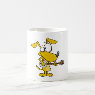 Taza De Café Perro Divertido Tocando Música de Banjo