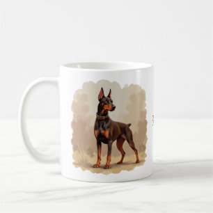 Taza De Café Perro Doberman Pinscher Marrón Óxido Rojo