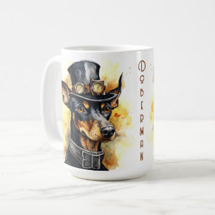 Taza De Café Perro Doberman Pinscher Steampunk