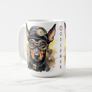 Taza De Café Perro Doberman Pinscher Steampunk