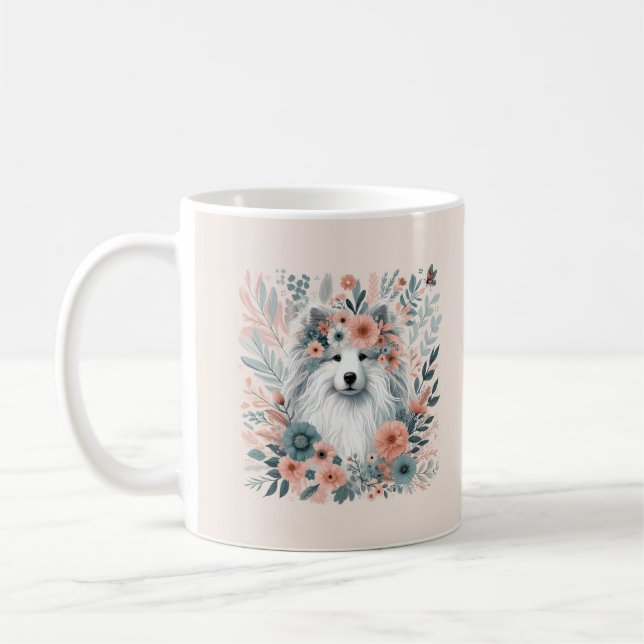 Taza De Café Perro en flores (Izquierda)
