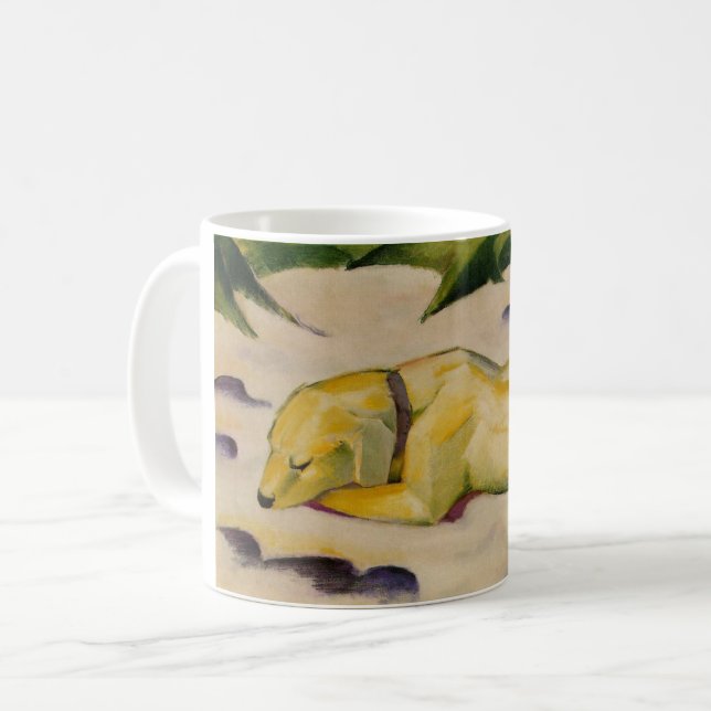 Taza De Café Perro en la Nieve (por Franz Marc) (Anverso izquierdo)