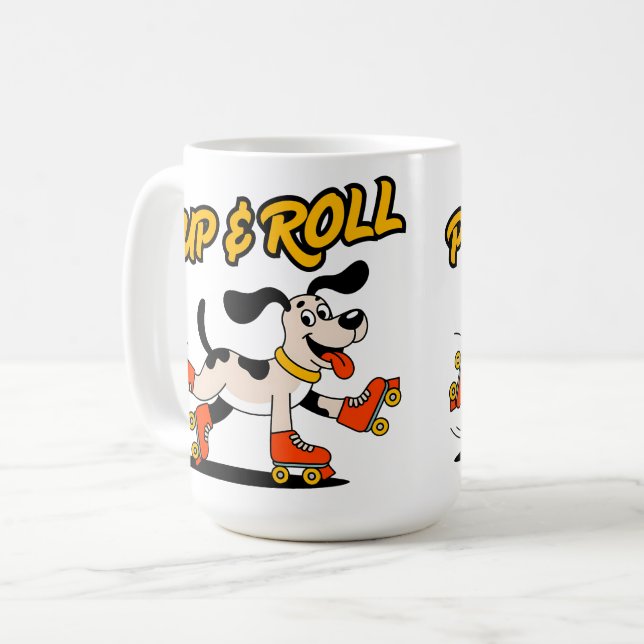 Taza De Café Perro en patines de patinaje (Anverso izquierdo)