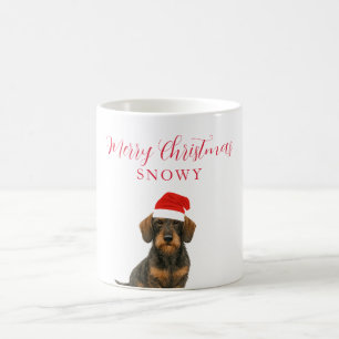 Taza De Café Perro enano con sombrero de Santa Navidad
