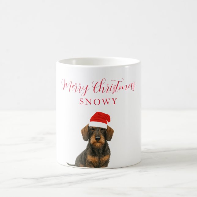 Taza De Café Perro enano con sombrero de Santa Navidad (Centro)
