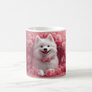 Taza De Café Perro Esquimal Americano con Rosas - Día de San Va