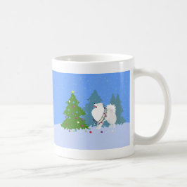 Taza De Café Perro esquimal americano decorando árbol de Navida
