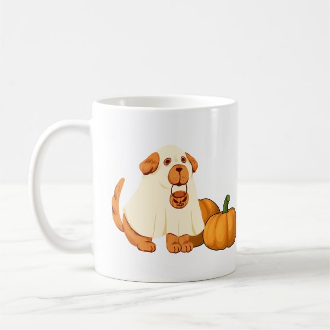 Taza De Café Perro fantasma con calabazas (Izquierda)