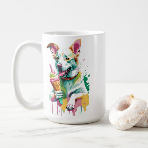 Taza De Café Perro feliz comiendo un helado