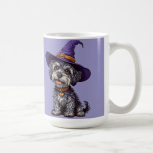 Taza De Café Perro Feliz con un Sombrero de Bruja