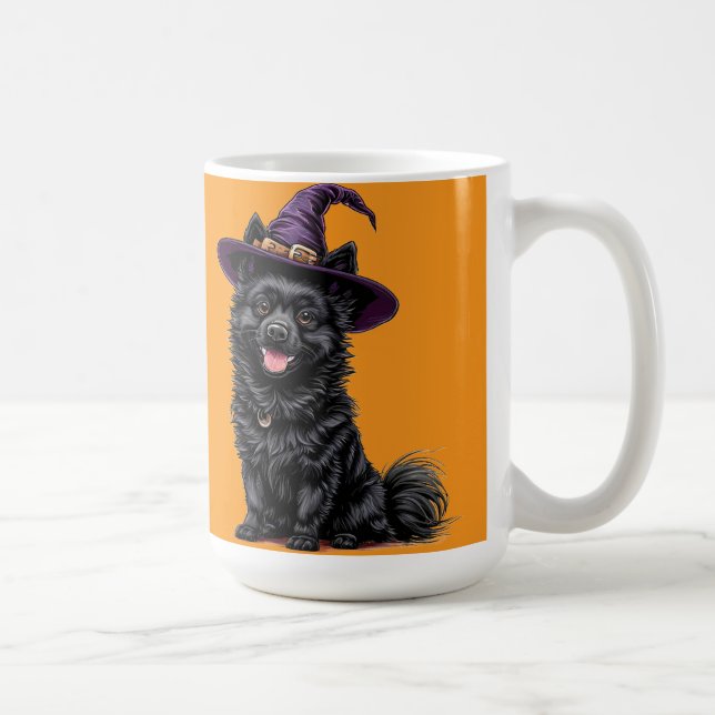 Taza De Café Perro Feliz con un Sombrero de Bruja (Derecha)