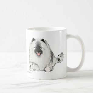 Taza De Café Perro feliz de Keeshond con cachorros adorables