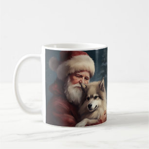 Taza De Café Perro finlandés de Laponia Santa Claus Navidad Fes