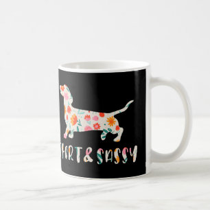 Taza De Café Perro floral Dachshund corto y suave