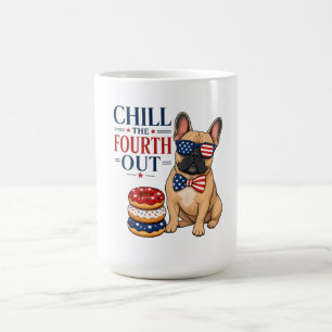 Taza De Café Perro francés patriótico divertido que se relaja e