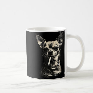 Taza De Café Perro fumando cigarrillo chihuahua divertido meme 