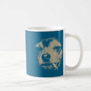 Taza De Café Perro fumando cigarrillo divertido meme de Chihuah