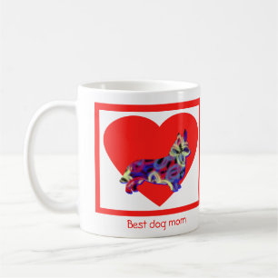 Taza De Café Perro Galés Corgi Corazón de San Valentín Rojo