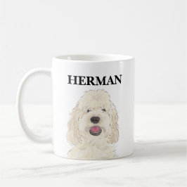 Taza De Café Perro garabato de crema blanca personalizado