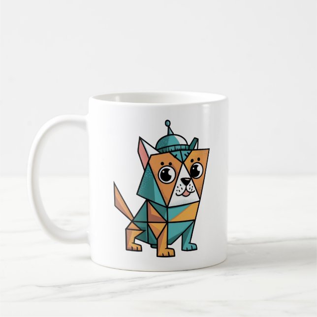 Taza De Café Perro geométrico colorido (Izquierda)