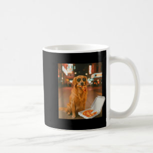 Taza De Café Perro golden retriever divertido comiendo pizza me