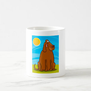 Taza De Café Perro Grande Marrón Divertido Sentado en el Sol