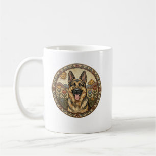 Taza De Café Perro guardián caprichoso: Arte ingenuo del pastor