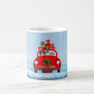 Taza De Café Perro Havanés En Coche Con Santa Claus