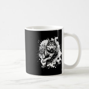 Taza De Café Perro Husky Jugando Fútbol Equipo Deportivo 