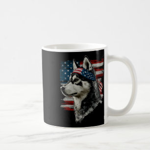 Taza De Café Perro Husky Patriótico 4 De Julio Bandera American