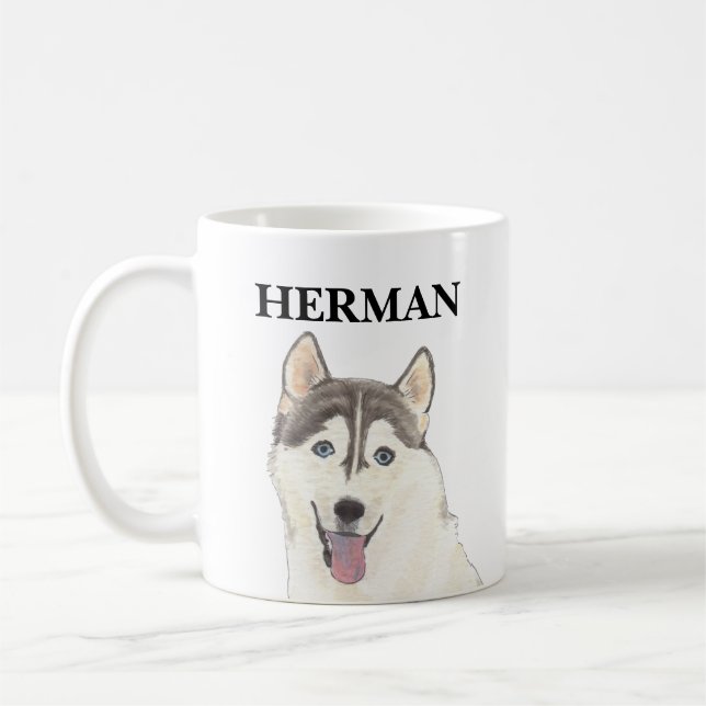 Taza De Café Perro Husky Personalizado (Izquierda)