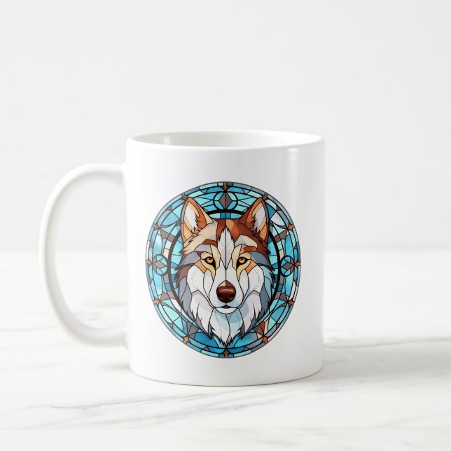 Taza De Café Perro Husky Siberiano de Cristal Manchado (Izquierda)