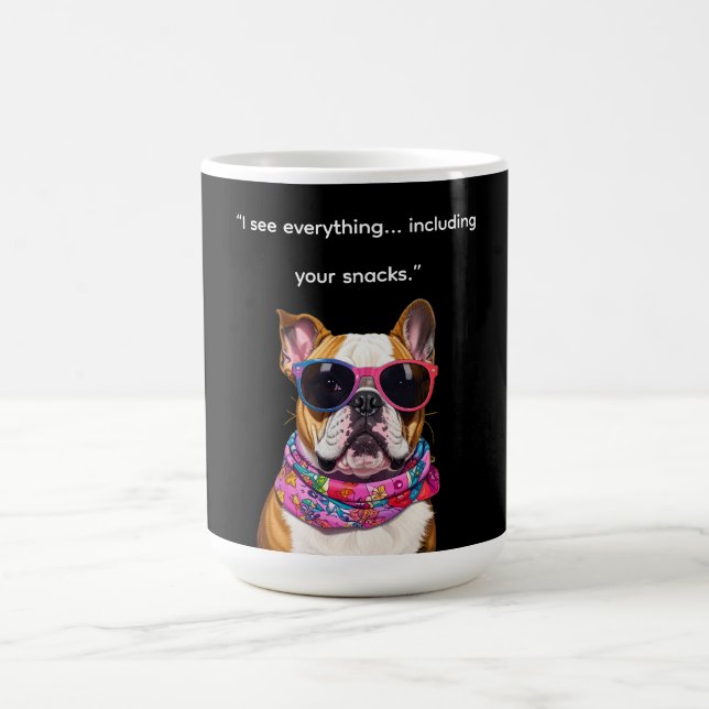 Taza De Café Perro Inteligente con Gafas – Frase Divertida de C (Centro)
