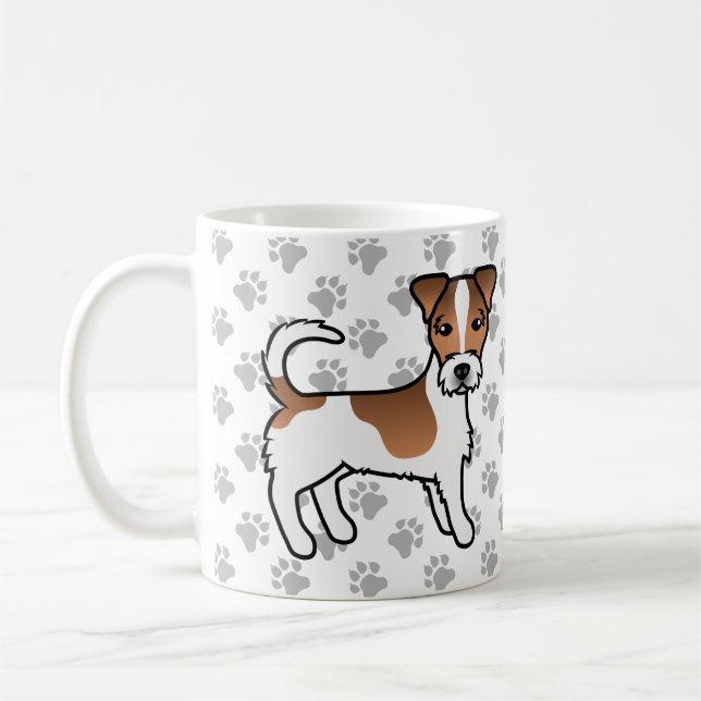 Taza De Café Perro Jack Russell Terrier de pelaje áspero blanco (Izquierda)