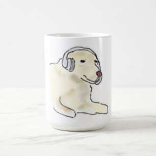Taza De Café Perro Labrador crema con auriculares