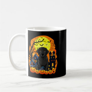 Taza De Café Perro Labrador Negro Con Calabazas Divertido Espel