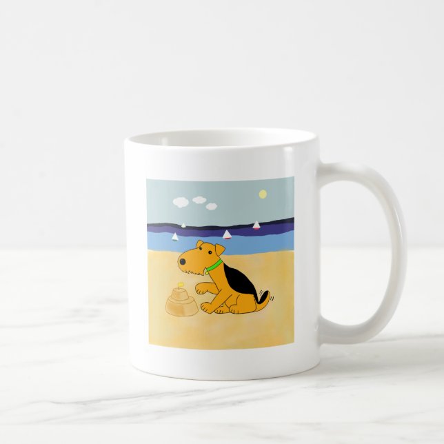 Taza De Café Perro lindo de Airedale Terrier del dibujo animado (Derecha)