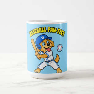 Taza De Café Perro Lindo Jugando Béisbol Pata Perfecta Risa Div