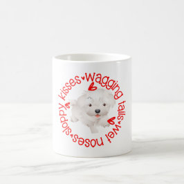 Taza De Café Perro maltés, besos descuidados